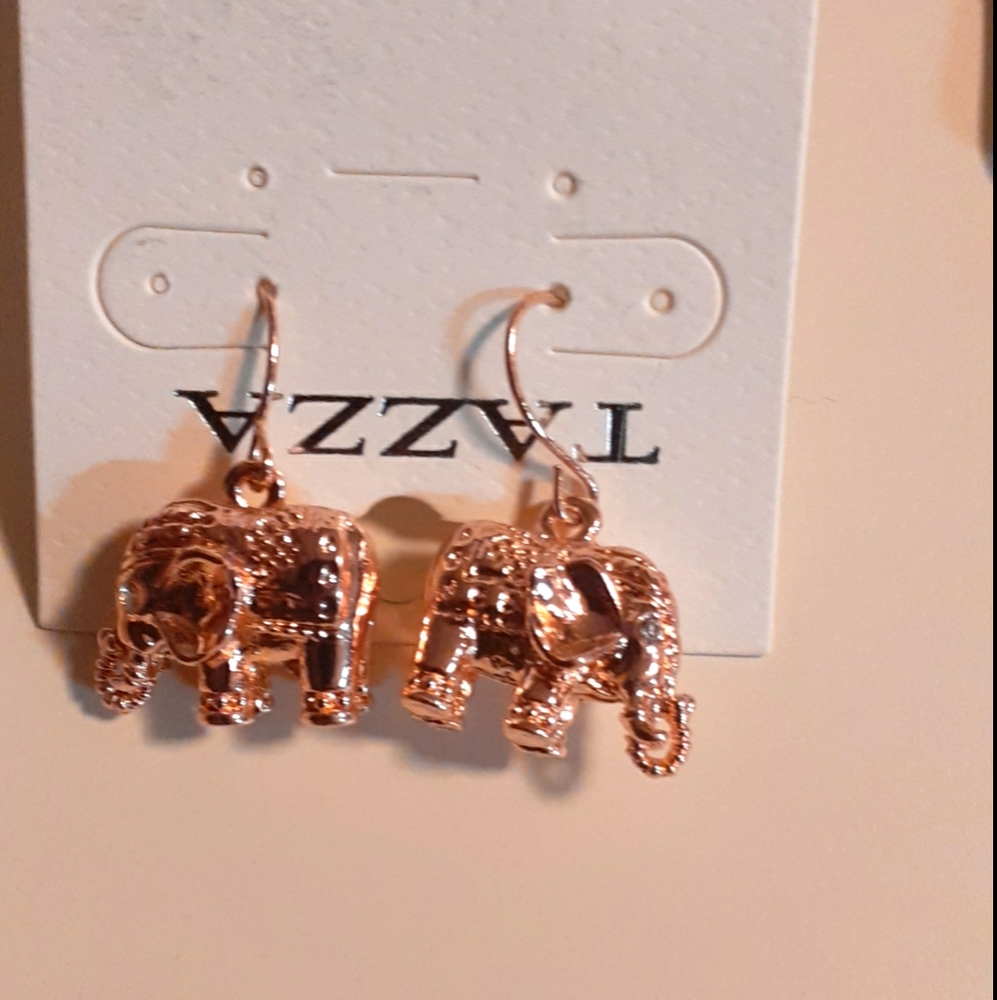 Rose gold elephant earrings